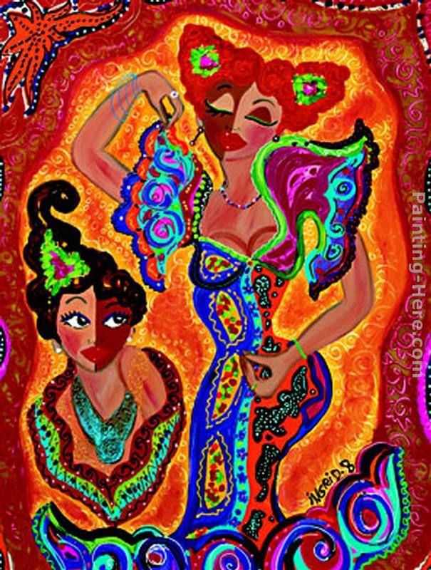 Les Flamencas painting - Flamenco Dancer Les Flamencas art painting